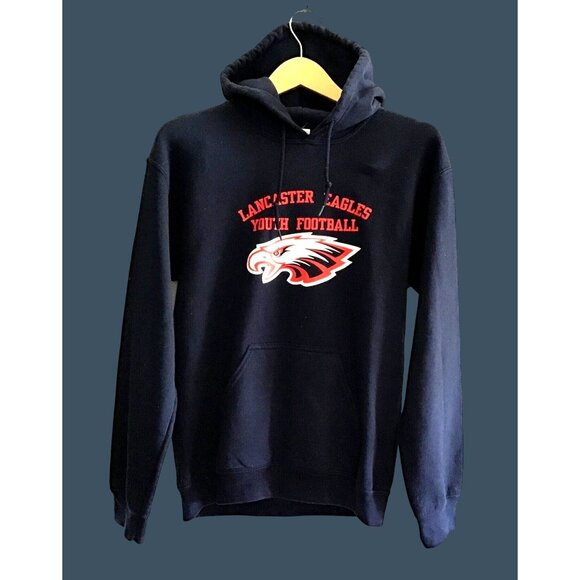 Gildan Other - GILDAN- MENS BLUE FRONT & BACK GRAPHIC LONG SLEEVE PULLOVER HOODIE SIZE SMALL